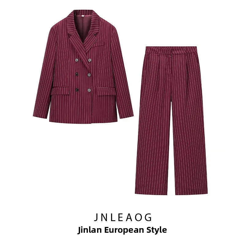 Fashionable Striped Suit Pants Set for Women Autumn New Arrival Versatile Design Long Sleeve Top And Long Pants Two Piece Set
Fashionable Striped Suit Pants Set for Women Autumn New Arrival Versatile Design Long Sleeve Top And Long Pants Two Piece Set