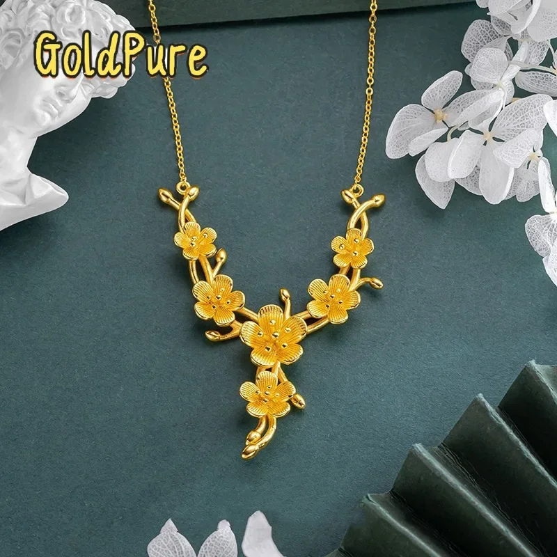 Goldpure Luxury 24K 9999 Pure Gold real gold Women's Large Flower-like Brocade Chain Wedding Flower Necklace
Goldpure Luxury 24K 9999 Pure Gold real gold Women's Large Flower-like Brocade Chain Wedding Flower Necklace