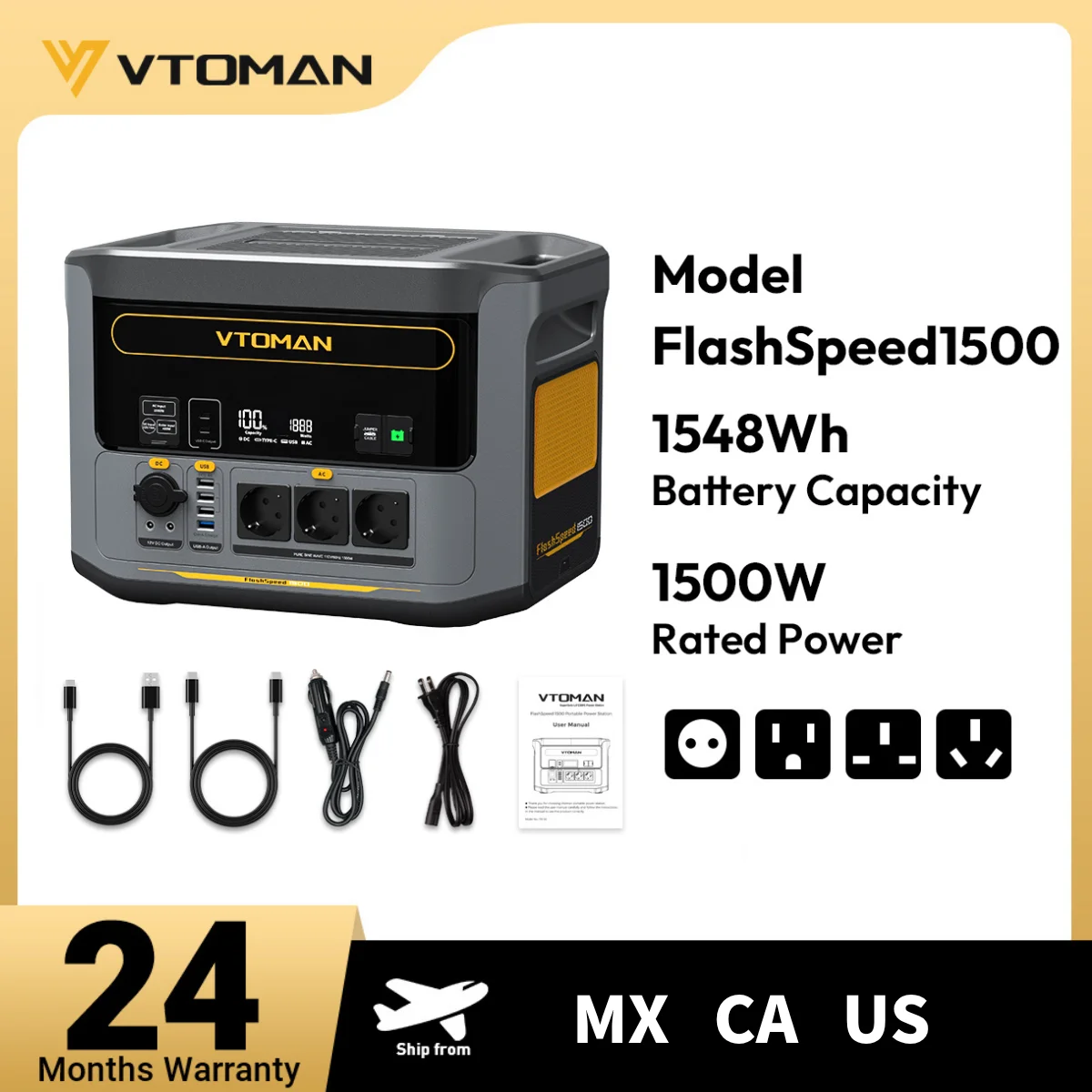 VTOMAN FlashSpeed 1500 1548Wh Power Station LiFePO4 Battery with 3000W Peak Emergency Power for RV Home Outdoor Camping110V
VTOMAN FlashSpeed 1500 1548Wh Power Station LiFePO4 Battery with 3000W Peak Emergency Power for RV Home Outdoor Camping110V