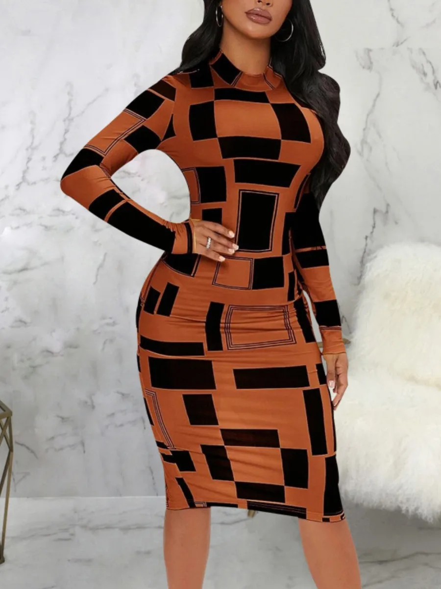 LW SXY Geometric Print Patchwork Bodycon Dress Mock Neck Body-shaping Long Sleeve Stretchy Women Skinny Streetwear Clothing
LW SXY Geometric Print Patchwork Bodycon Dress Mock Neck Body-shaping Long Sleeve Stretchy Women Skinny Streetwear Clothing