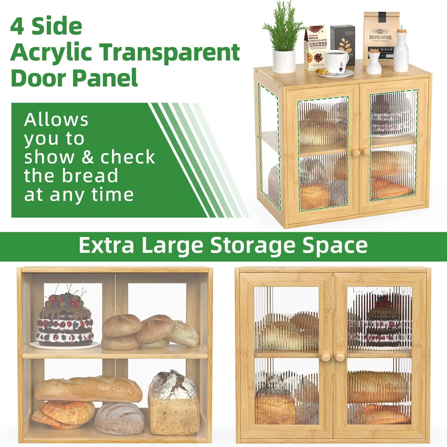 Double Layer Bamboo Bread Box for Kitchen Counter, Bread Bin Farmhouse Large Bread Box with 2 Doors, Wooden Breadbox Storage
Double Layer Bamboo Bread Box for Kitchen Counter, Bread Bin Farmhouse Large Bread Box with 2 Doors, Wooden Breadbox Storage