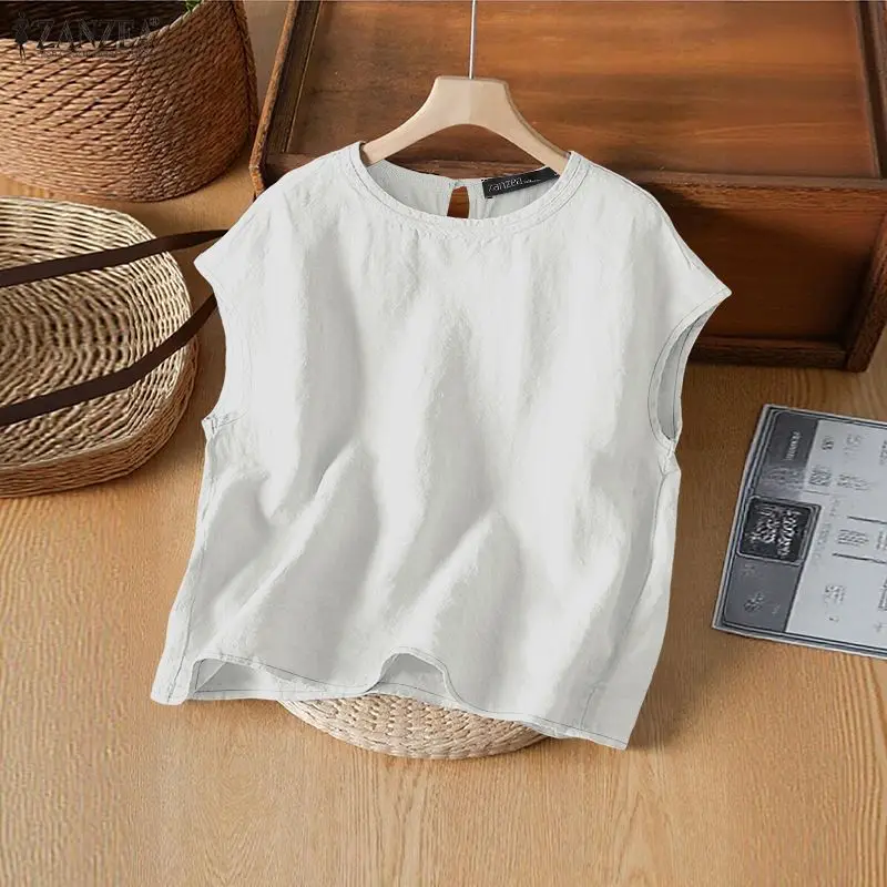 ZANZEA Women's Casual Cap Sleeves Blouses 100% Cotton O-Neck Solid Color Pullover Tops for Woman Summer Loose Blusas de Mujer
ZANZEA Women's Casual Cap Sleeves Blouses 100% Cotton O-Neck Solid Color Pullover Tops for Woman Summer Loose Blusas de Mujer