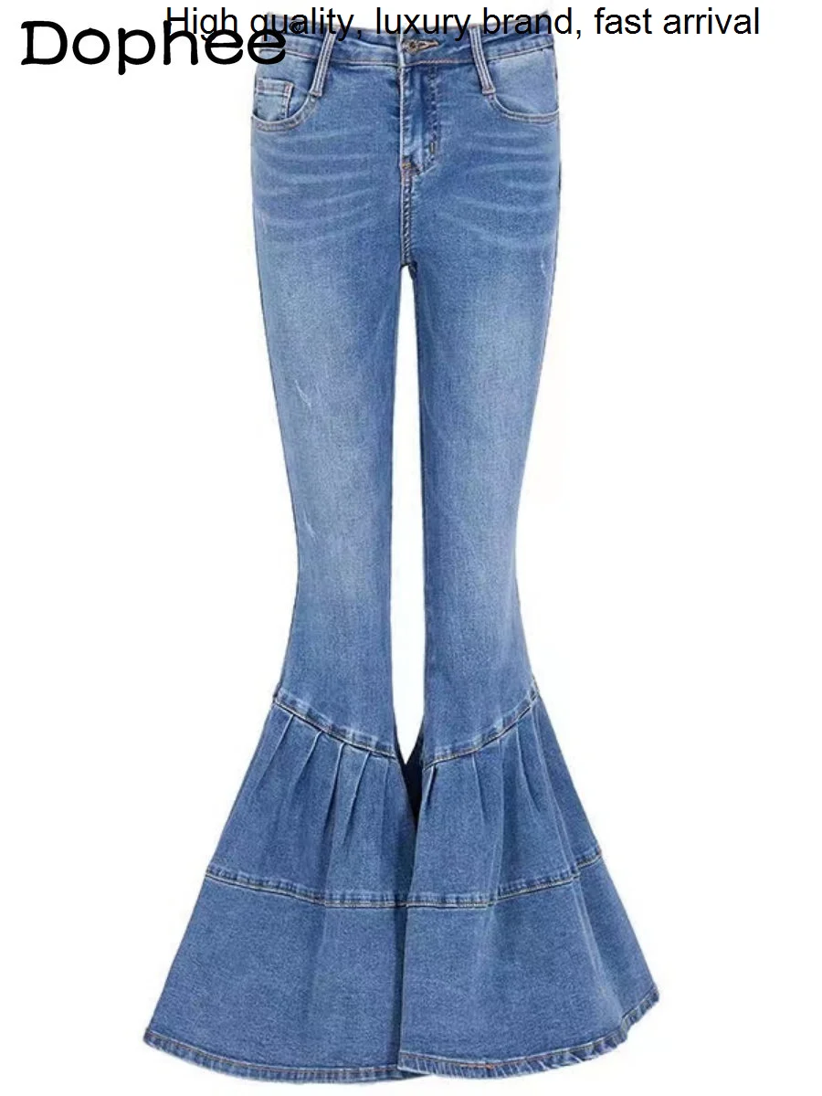 Blue Flared Fashionable Jeans Women's Autumn Winter High Waist Wide Leg Slim Fit Bell-Bottom Female Lengthened Denim Pants
Blue Flared Fashionable Jeans Women's Autumn Winter High Waist Wide Leg Slim Fit Bell-Bottom Female Lengthened Denim Pants