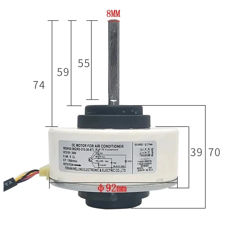 Suitable for Midea air conditioning DC indoor unit motor 30W fan WZDK30-38G (RD-310-30-8T)
Suitable for Midea air conditioning DC indoor unit motor 30W fan WZDK30-38G (RD-310-30-8T)