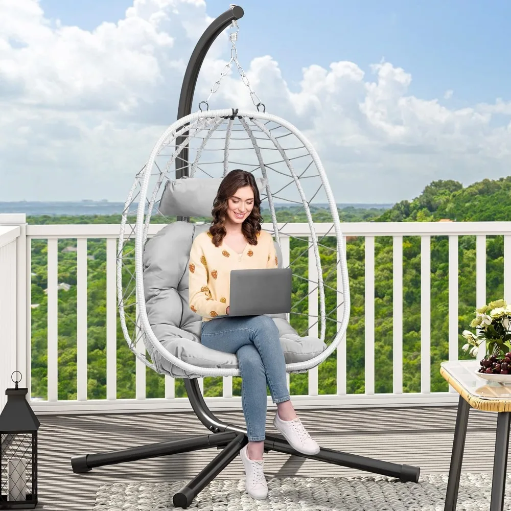 Hanging Egg Chair with Stand Swing Chair Wicker Indoor Outdoor Hammock Egg Chair with Cushions 330lbs for Patio, Bedroom, Garde
Hanging Egg Chair with Stand Swing Chair Wicker Indoor Outdoor Hammock Egg Chair with Cushions 330lbs for Patio, Bedroom, Garde