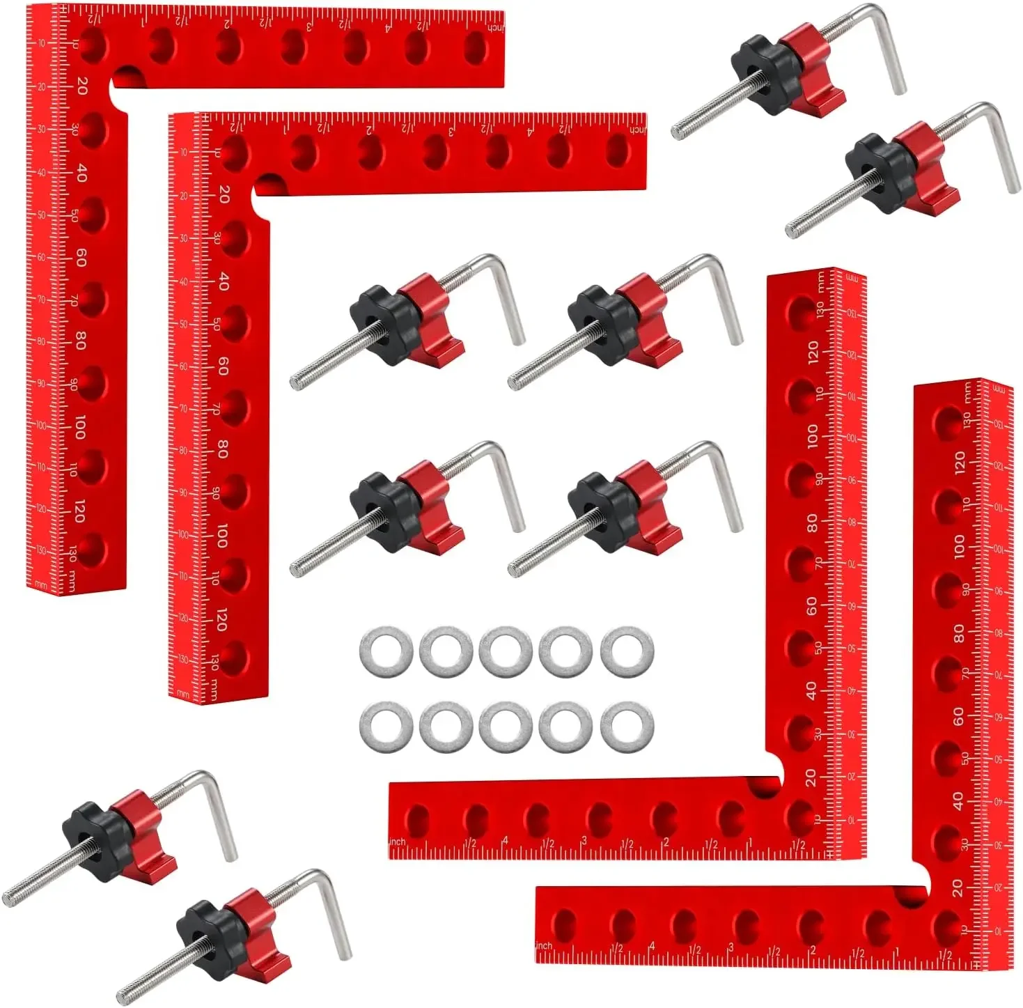 4Pack 5.5"x 5.5" 90° Corner Clamps, Aluminum Alloy Right Angle Clamps for Woodworking, Picture Frames, Cabinets
4Pack 5.5"x 5.5" 90° Corner Clamps, Aluminum Alloy Right Angle Clamps for Woodworking, Picture Frames, Cabinets