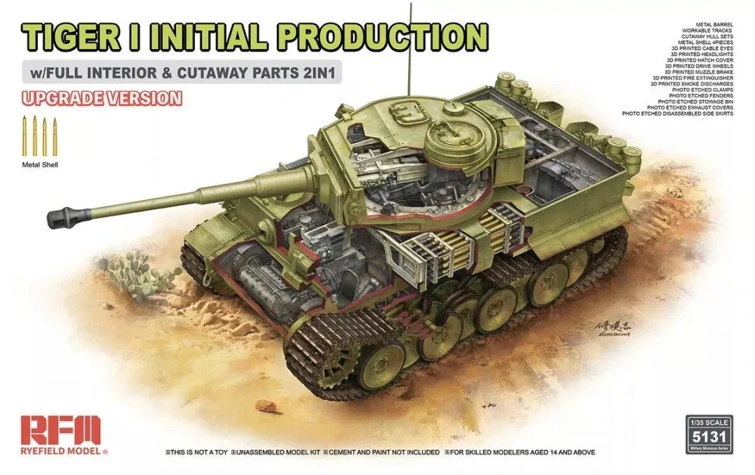 Модель Ryefield Сборка масштабной модели танка RM-5131 Pz.Kpfw.VI Ausf. E Tiger I Начальное производство с полным интерьером масштаба 1/35
Модель Ryefield Сборка масштабной модели танка RM-5131 Pz.Kpfw.VI Ausf. E Tiger I Начальное производство с полным интерьером масштаба 1/35