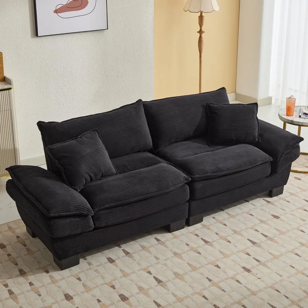 84" Cloud Corduroy Loveseat Sofa, Modern Comfy Upholstered 2 Seater Sofa Deep Seat Sofa with 2 Throw Pillows
84" Cloud Corduroy Loveseat Sofa, Modern Comfy Upholstered 2 Seater Sofa Deep Seat Sofa with 2 Throw Pillows