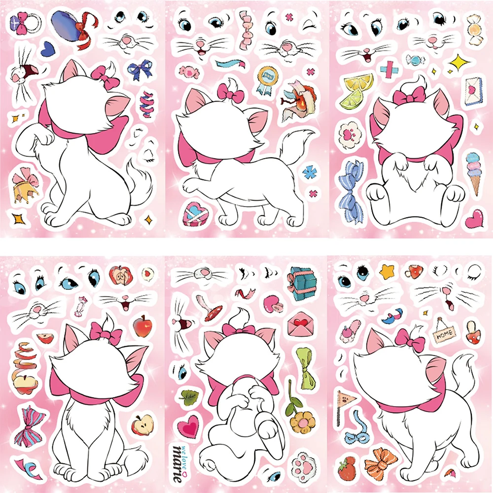 8/16sheets Cute Disney Marie Cat Make a Face Puzzle Stickers Anime The Aristocats Cartoon Assemble Jigsaw DIY Decals Toy for Kid
8/16sheets Cute Disney Marie Cat Make a Face Puzzle Stickers Anime The Aristocats Cartoon Assemble Jigsaw DIY Decals Toy for Kid