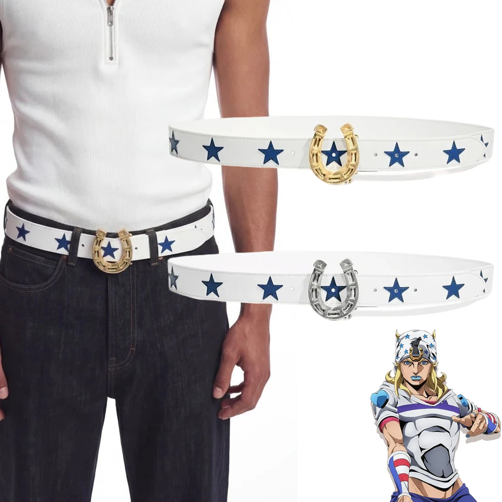 Кожаный ремень для косплея Джонатана Джостара из аниме JOJO STEEL BALL RUN, унисекс, сине-белый, с пряжкой-подковой, пояс для брюк
Кожаный ремень для косплея Джонатана Джостара из аниме JOJO STEEL BALL RUN, унисекс, сине-белый, с пряжкой-подковой, пояс для брюк