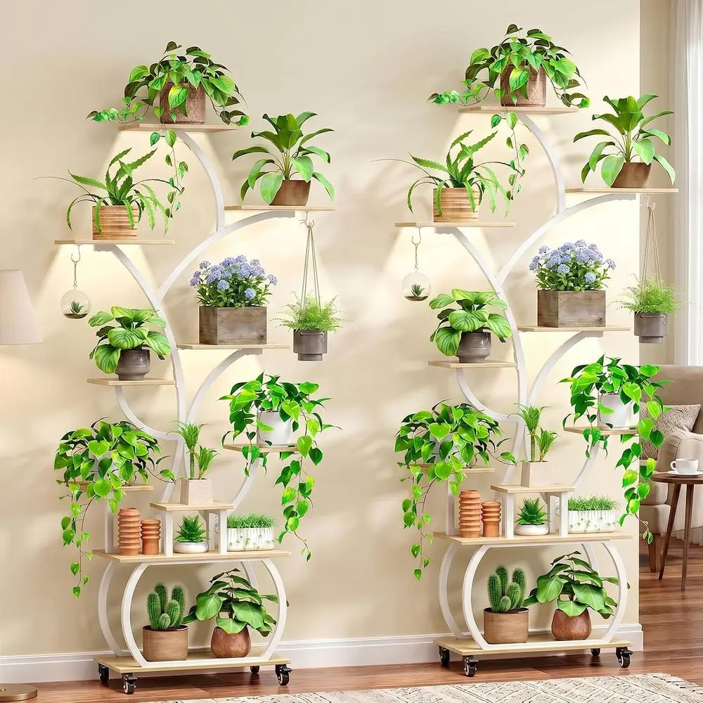 61 Tall Plant Stand with Full Spectrum LED, 10-Tier Tree-Shaped Indoor Plant Shelf, Movable Decorative Plant Rack for Living Roo
61 Tall Plant Stand with Full Spectrum LED, 10-Tier Tree-Shaped Indoor Plant Shelf, Movable Decorative Plant Rack for Living Roo