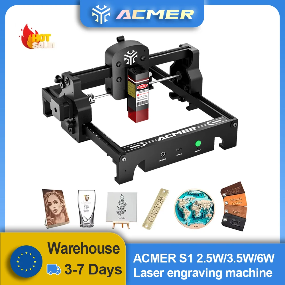 ACMER S1 Mini Laser Engraver Portable Cutting Machine CNC Upgradable Laser Carve Wood Glass PCB for Beginner Support LightBurn
ACMER S1 Mini Laser Engraver Portable Cutting Machine CNC Upgradable Laser Carve Wood Glass PCB for Beginner Support LightBurn