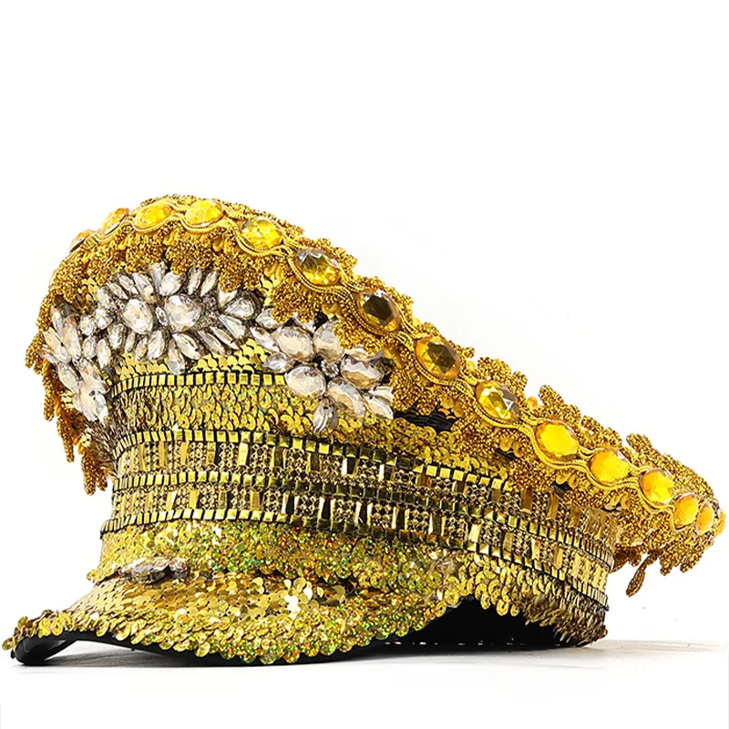 Women's Wedding Full Body Gold Diamond Photography Hat Leather Brim Peaked Cap Party Carnival Flat Hat Performance Hat
Women's Wedding Full Body Gold Diamond Photography Hat Leather Brim Peaked Cap Party Carnival Flat Hat Performance Hat