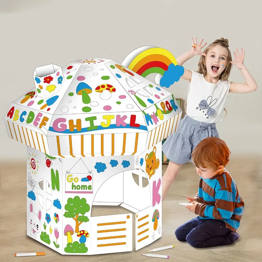 Gift Handmade Diy Doodle Cardboard Paper Assembled Graffiti Painting House DIY Painting Education Toy for Children
Gift Handmade Diy Doodle Cardboard Paper Assembled Graffiti Painting House DIY Painting Education Toy for Children