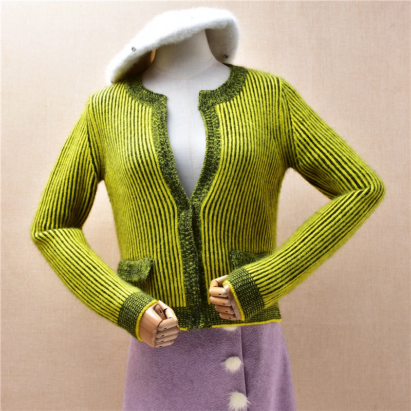 Ladies Women Fall Winter Fashion Striped Elegant Hairy Angora Rabbit Hair Knitted Long Sleeves Slim Caridgan Jersey Sweater Pull
Ladies Women Fall Winter Fashion Striped Elegant Hairy Angora Rabbit Hair Knitted Long Sleeves Slim Caridgan Jersey Sweater Pull