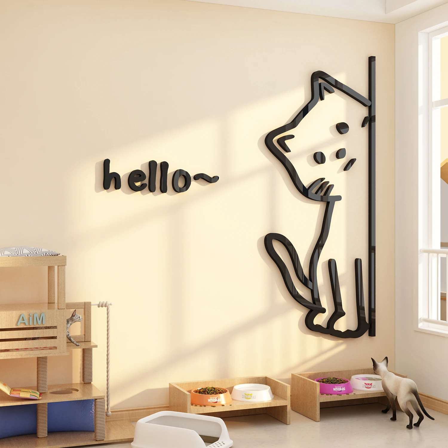 Internet celebrities enter the door entrance cat decoration living room large white wall TV
Internet celebrities enter the door entrance cat decoration living room large white wall TV