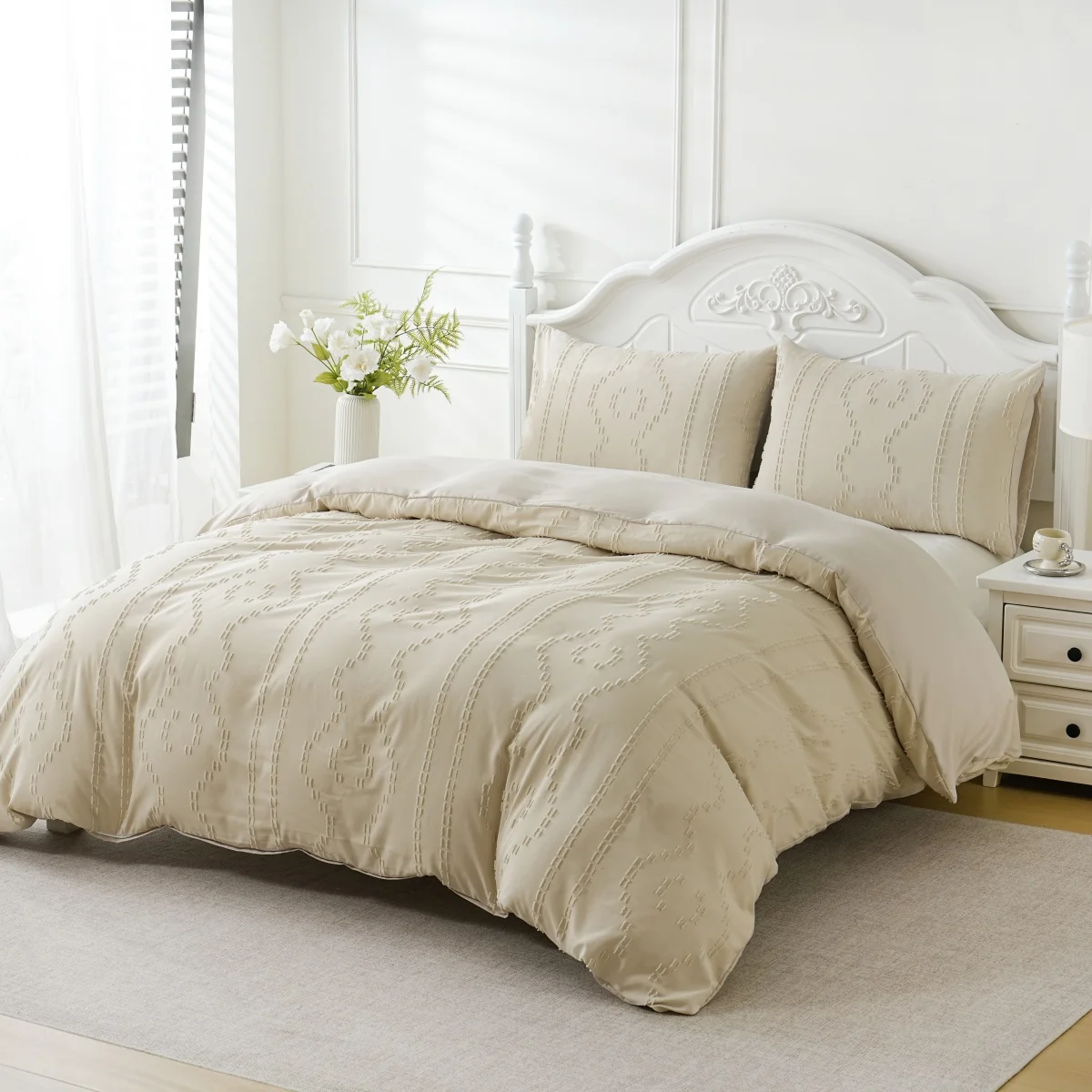 Tufted Duvet Cover Set Twin King, Microfiber Quilt Cover with Zipper, 2/3 Pieces Boho Embroidery Shabby Chic Bedding Set (Beige)
Tufted Duvet Cover Set Twin King, Microfiber Quilt Cover with Zipper, 2/3 Pieces Boho Embroidery Shabby Chic Bedding Set (Beige)