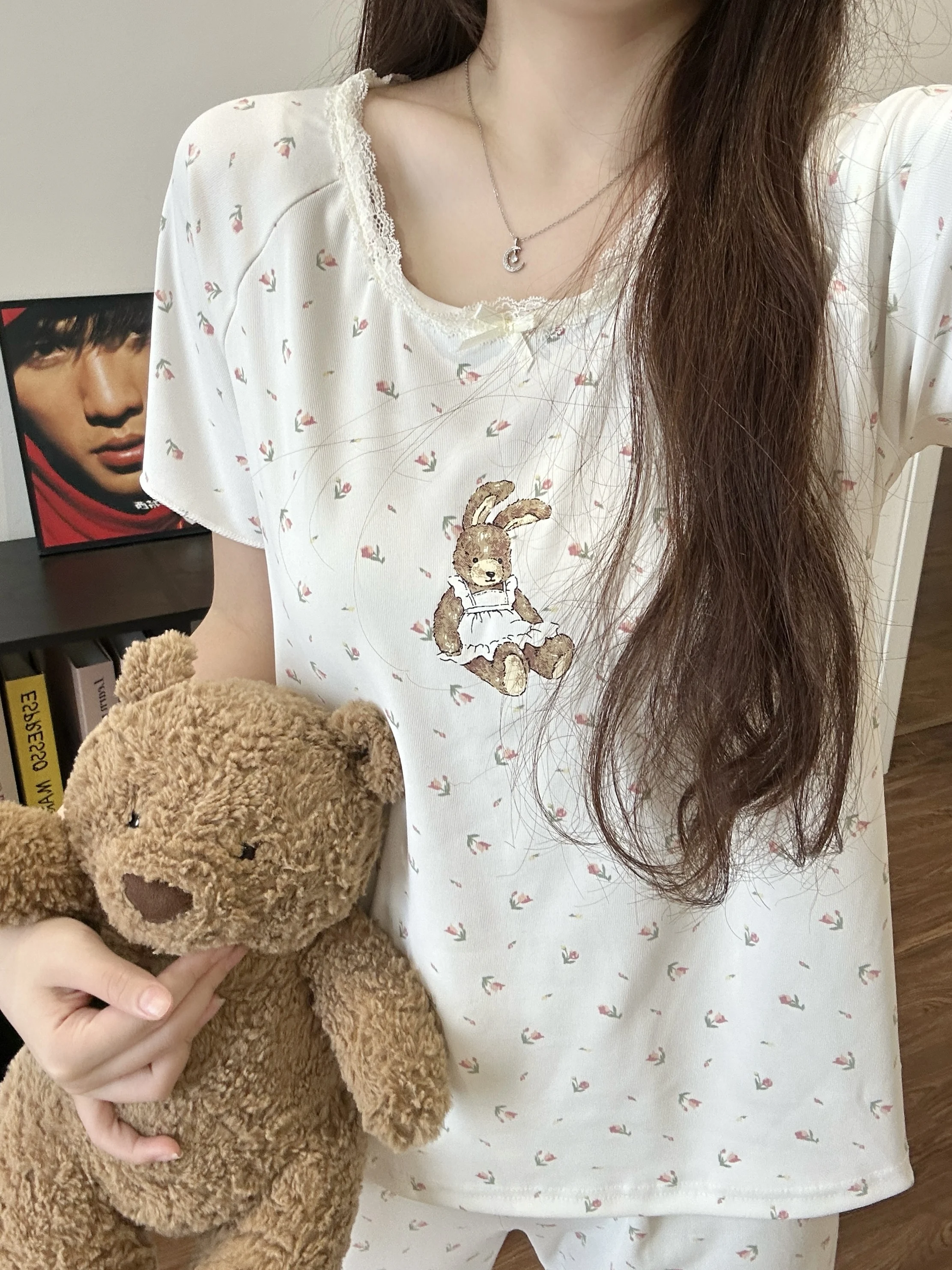 Cute Cartoon Rabbit Print ort Sve Spwear Set Women's Summer Casual Long Pants Home Clothes plus Size Ensemble
Cute Cartoon Rabbit Print ort Sve Spwear Set Women's Summer Casual Long Pants Home Clothes plus Size Ensemble