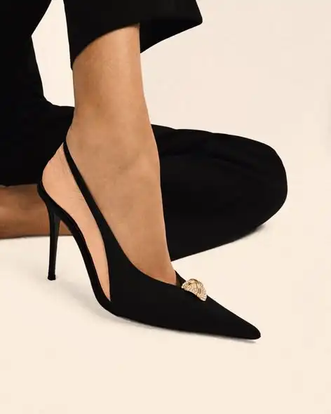Women Black Suede Pointed Toe Stiletto Heel Pumps Gold Metal Rhinestone Decor Slingback Backless Elegant Party Dress Pumps
Women Black Suede Pointed Toe Stiletto Heel Pumps Gold Metal Rhinestone Decor Slingback Backless Elegant Party Dress Pumps