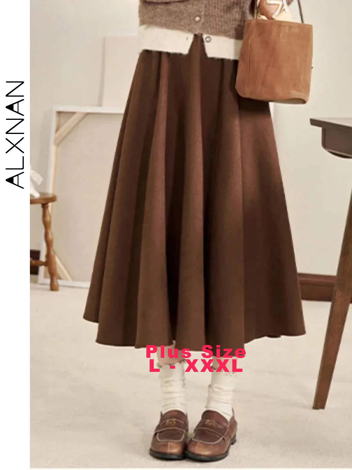 ALXNAN Plus Size Pleated Skirts High-waist Elegant Pleated Women's Midi Skirt 2025 Fall Winter Casual Female Clothing D07607BSQ 
ALXNAN Plus Size Pleated Skirts High-waist Elegant Pleated Women's Midi Skirt 2025 Fall Winter Casual Female Clothing D07607BSQ