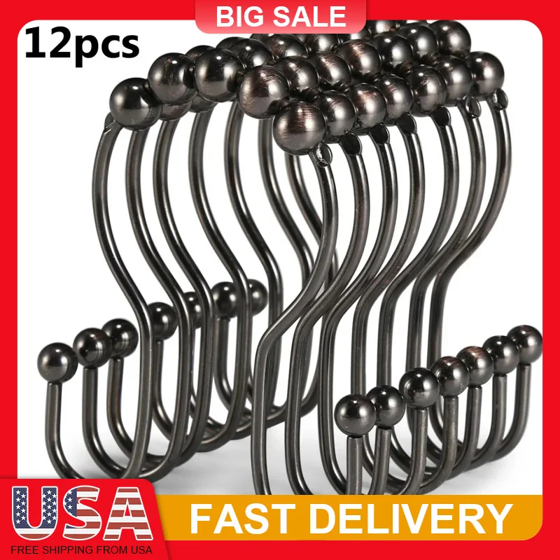 12PCS Stainless Steel Shower Curtain Hooks Rustproof Double Sliding Rings Bronze Anti Drop Design for Curtain Rod Bathroom Decor
12PCS Stainless Steel Shower Curtain Hooks Rustproof Double Sliding Rings Bronze Anti Drop Design for Curtain Rod Bathroom Decor