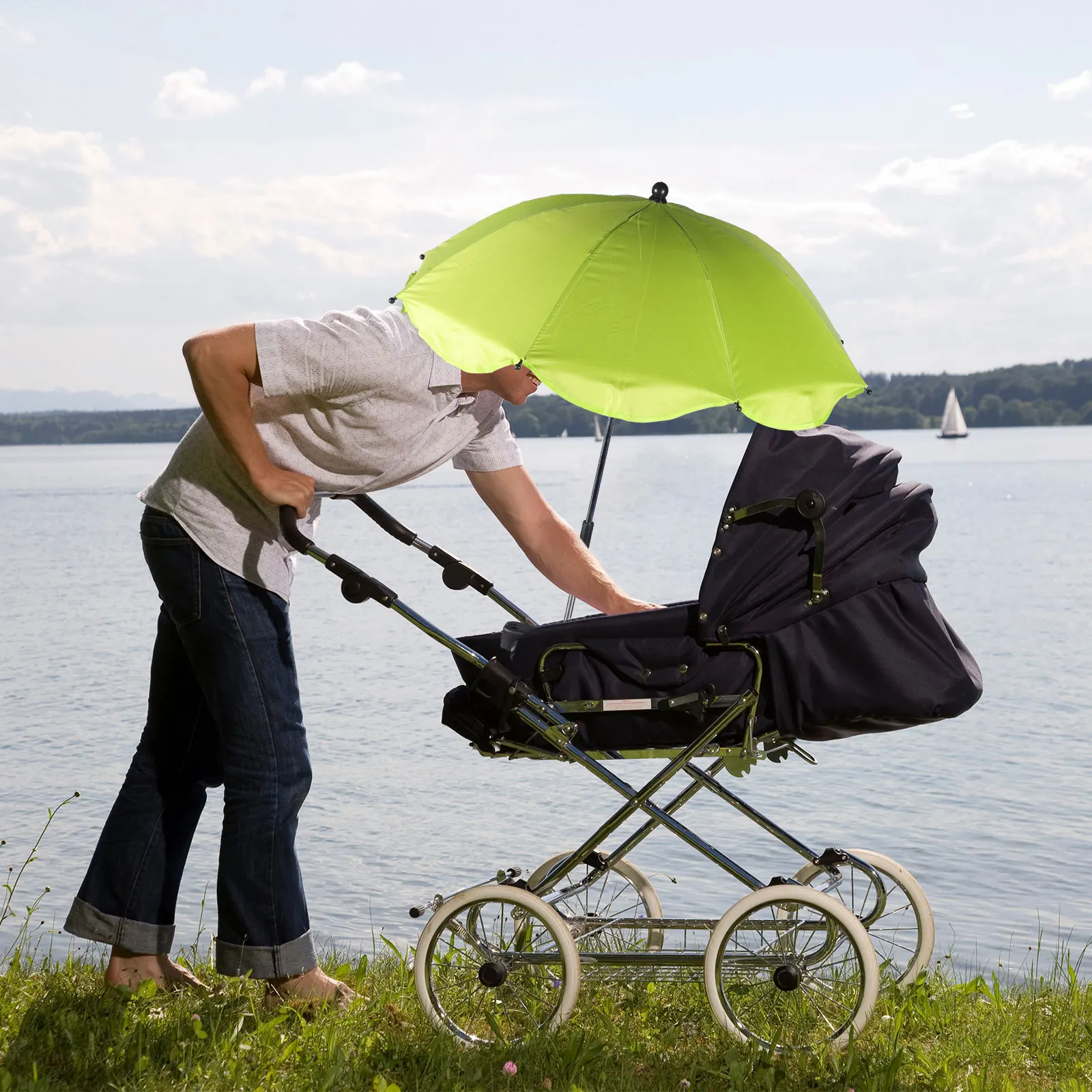 Baby Stroller Parasol UPF 50 UV Protection Green Sun Umbrella Plastic Frameworks Blocking rays Adjustable Clamp Toddler
Baby Stroller Parasol UPF 50 UV Protection Green Sun Umbrella Plastic Frameworks Blocking rays Adjustable Clamp Toddler