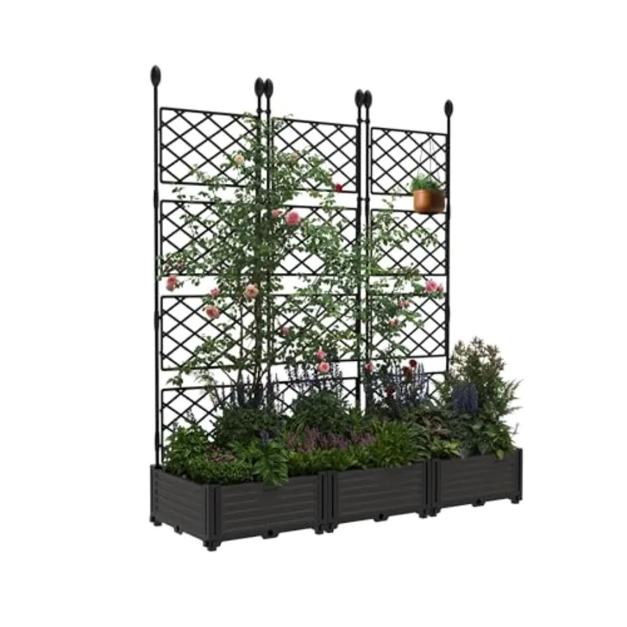 Raised Garden Bed with Trellis 3-Pack - 48" l x 16" w x 63" h Plastic Vertical Planter Box for Climbing Plants, Outdoor Privacy
Raised Garden Bed with Trellis 3-Pack - 48" l x 16" w x 63" h Plastic Vertical Planter Box for Climbing Plants, Outdoor Privacy
