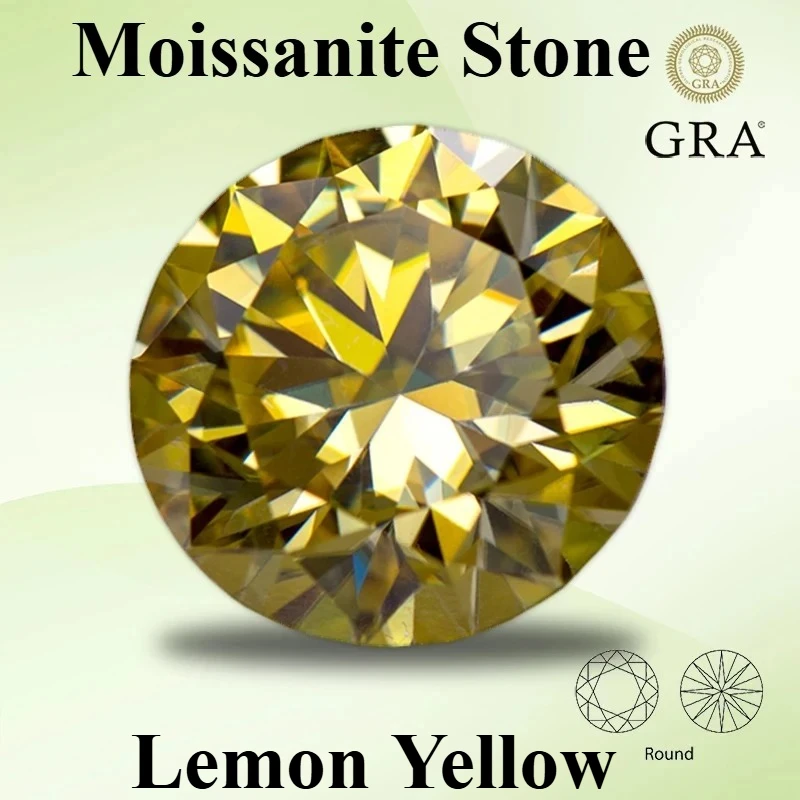 Moissanite Gemstone Lemon Yellow Color Round Cut Lab Grown Diamond for DIY Charms Women Jewelry Making with GRA Certificate
Moissanite Gemstone Lemon Yellow Color Round Cut Lab Grown Diamond for DIY Charms Women Jewelry Making with GRA Certificate