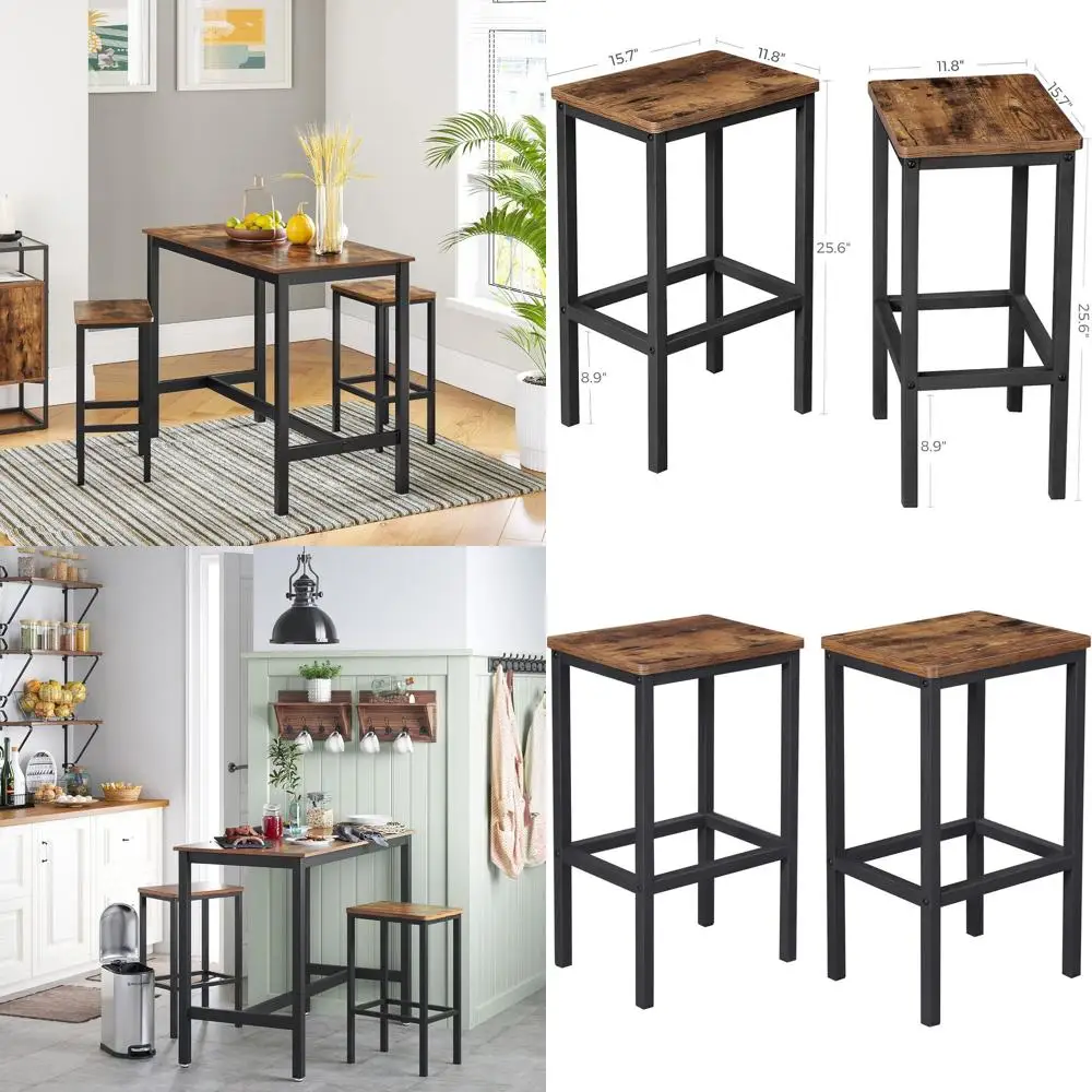 Set of 2 Industrial Style Bar Stools, Rustic Brown and Black, 25.6 Tall, Suitable for Kitchen Breakfast Bar
Set of 2 Industrial Style Bar Stools, Rustic Brown and Black, 25.6 Tall, Suitable for Kitchen Breakfast Bar