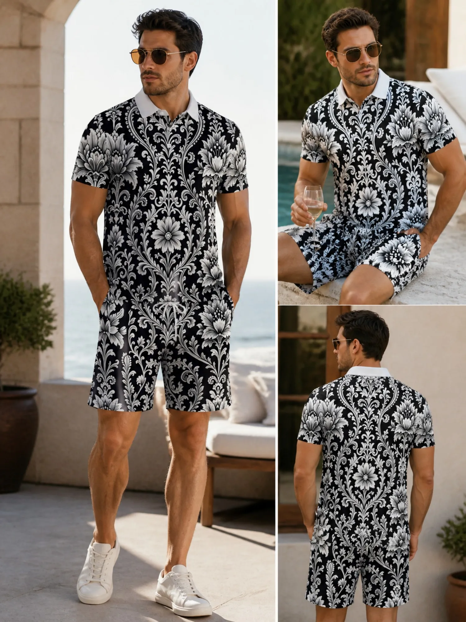 Mens Short Sleeve Polo Shirt and Shorts Set Casual Two Piece Summer Beach Vacation Matching Outfit Vacation Vacation Lounge Wear
Mens Short Sleeve Polo Shirt and Shorts Set Casual Two Piece Summer Beach Vacation Matching Outfit Vacation Vacation Lounge Wear