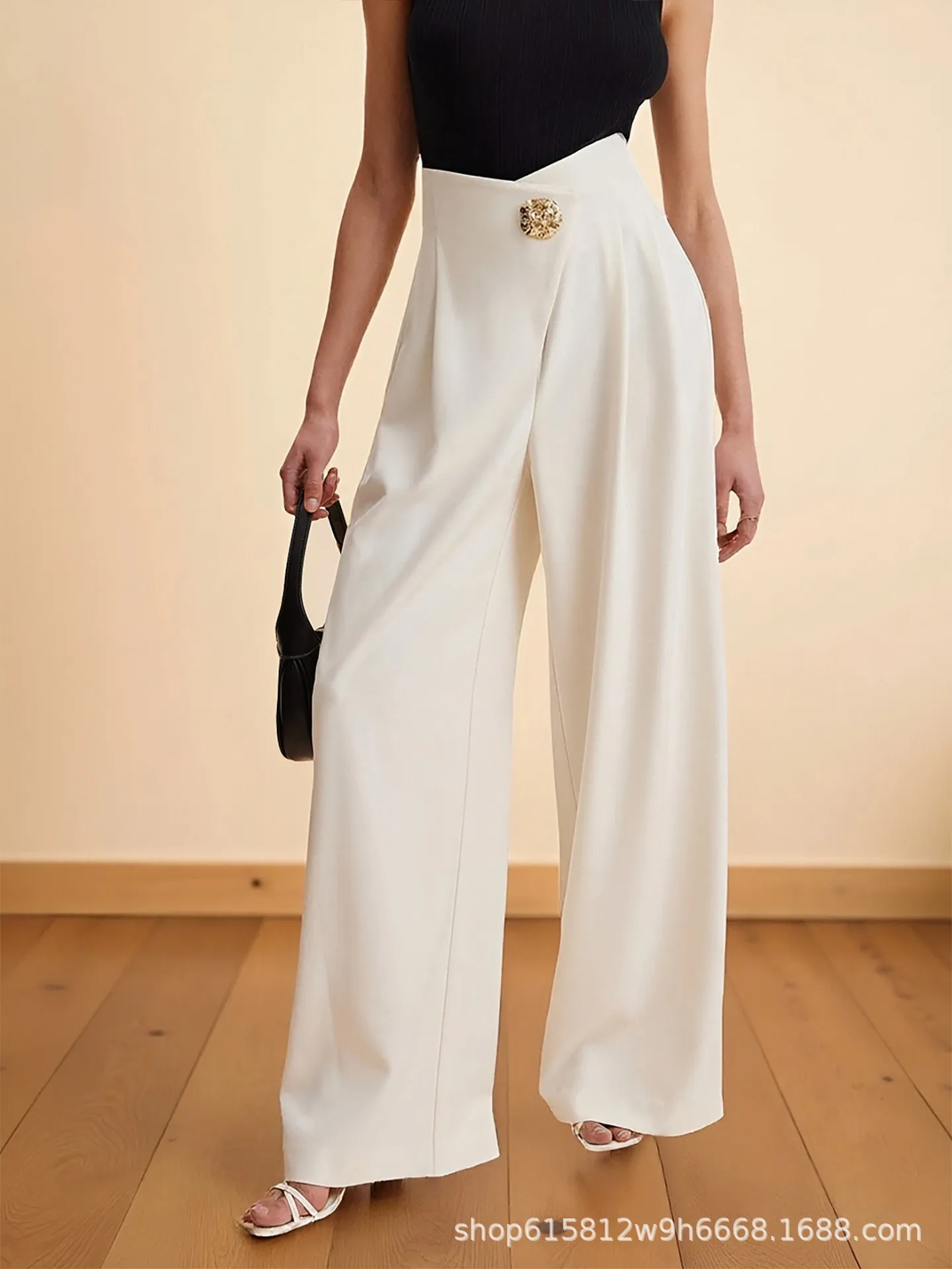 Spring Women's Clothing High Waist Wide Leg Pants Elegant Casual Wear For Woman Polyester Straight Cut Full Length Trousers
Spring Women's Clothing High Waist Wide Leg Pants Elegant Casual Wear For Woman Polyester Straight Cut Full Length Trousers