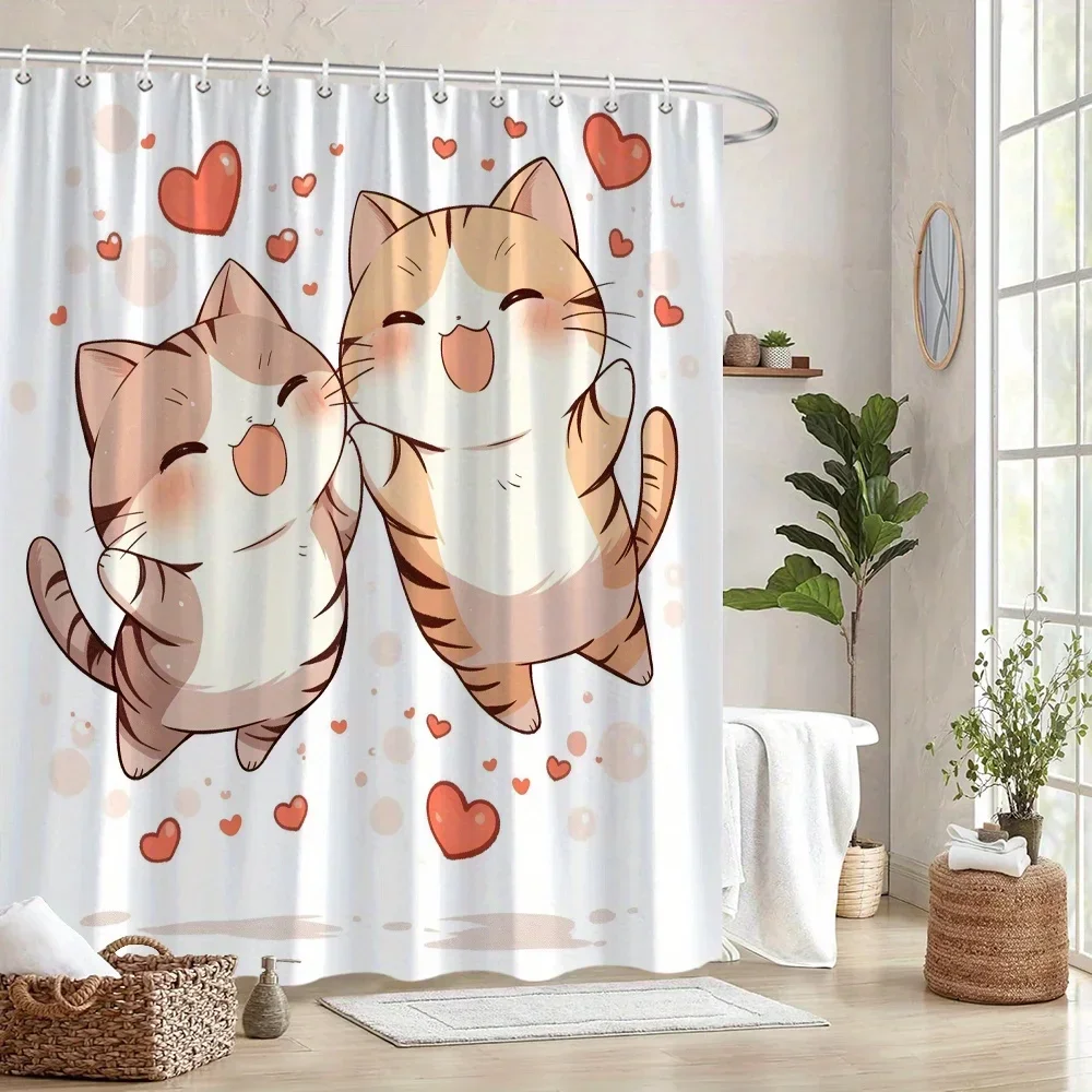 Очаровательная занавеска для душа «Серые и оранжевые кошки» — игривый дизайн с сердечками, прочный полиэстер, 12 крючков, декор для ванной комнаты
Очаровательная занавеска для душа «Серые и оранжевые кошки» — игривый дизайн с сердечками, прочный полиэстер, 12 крючков, декор для ванной комнаты