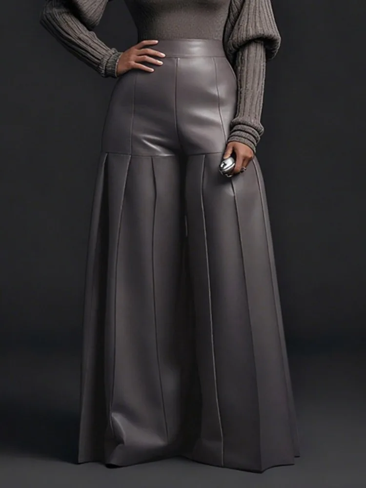 Женские брюки UOOZEE из искусственной кожи, плиссированные, с широкими штанинами, однотонные, с высокой талией, свободного кроя, для клуба, вечеринок, выходов в свет, 2026
Женские брюки UOOZEE из искусственной кожи, плиссированные, с широкими штанинами, однотонные, с высокой талией, свободного кроя, для клуба, вечеринок, выходов в свет, 2026