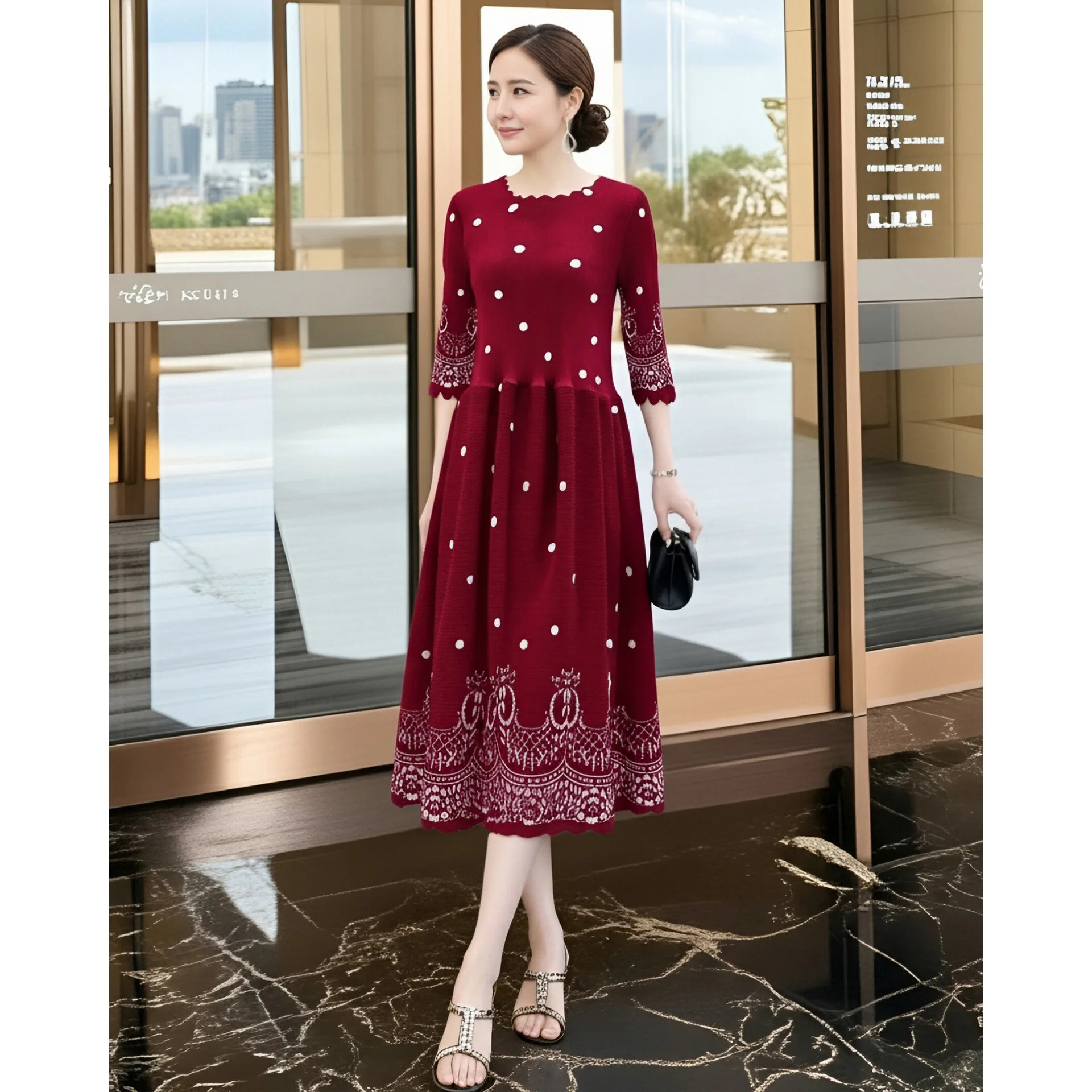 Miyake Pleated Burgundy Dress Spring Dress Temperament Mom Skirt High-end Wedding Dress Mid-length Skirt Slim Spring Skirt
Miyake Pleated Burgundy Dress Spring Dress Temperament Mom Skirt High-end Wedding Dress Mid-length Skirt Slim Spring Skirt