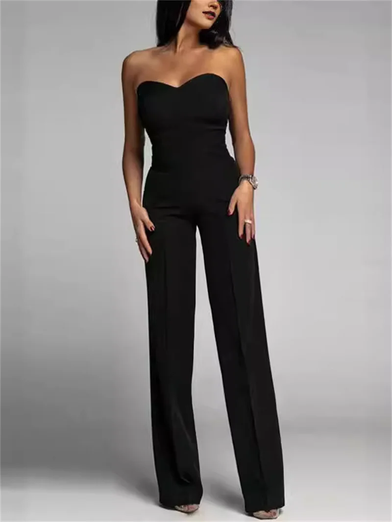 Elegant Straight-Leg Jumpsuit Women Spring Summer Solid Strapless Backless Slim Romper Office Lady One Piece Wide Leg Pant
Elegant Straight-Leg Jumpsuit Women Spring Summer Solid Strapless Backless Slim Romper Office Lady One Piece Wide Leg Pant