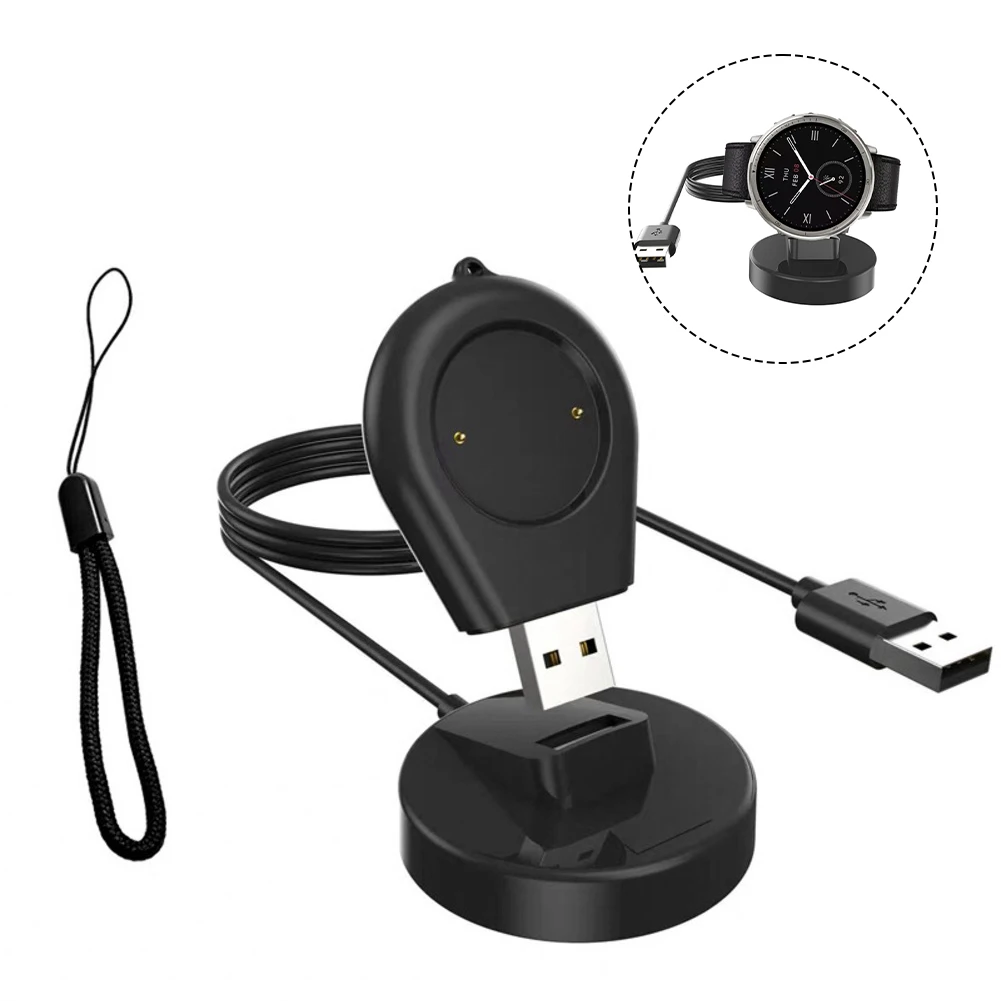 Replacement Stand Charger Dock with USB Cable for Bip6 and Active2 Smartwatch Supporting 5V 1A Input and Output