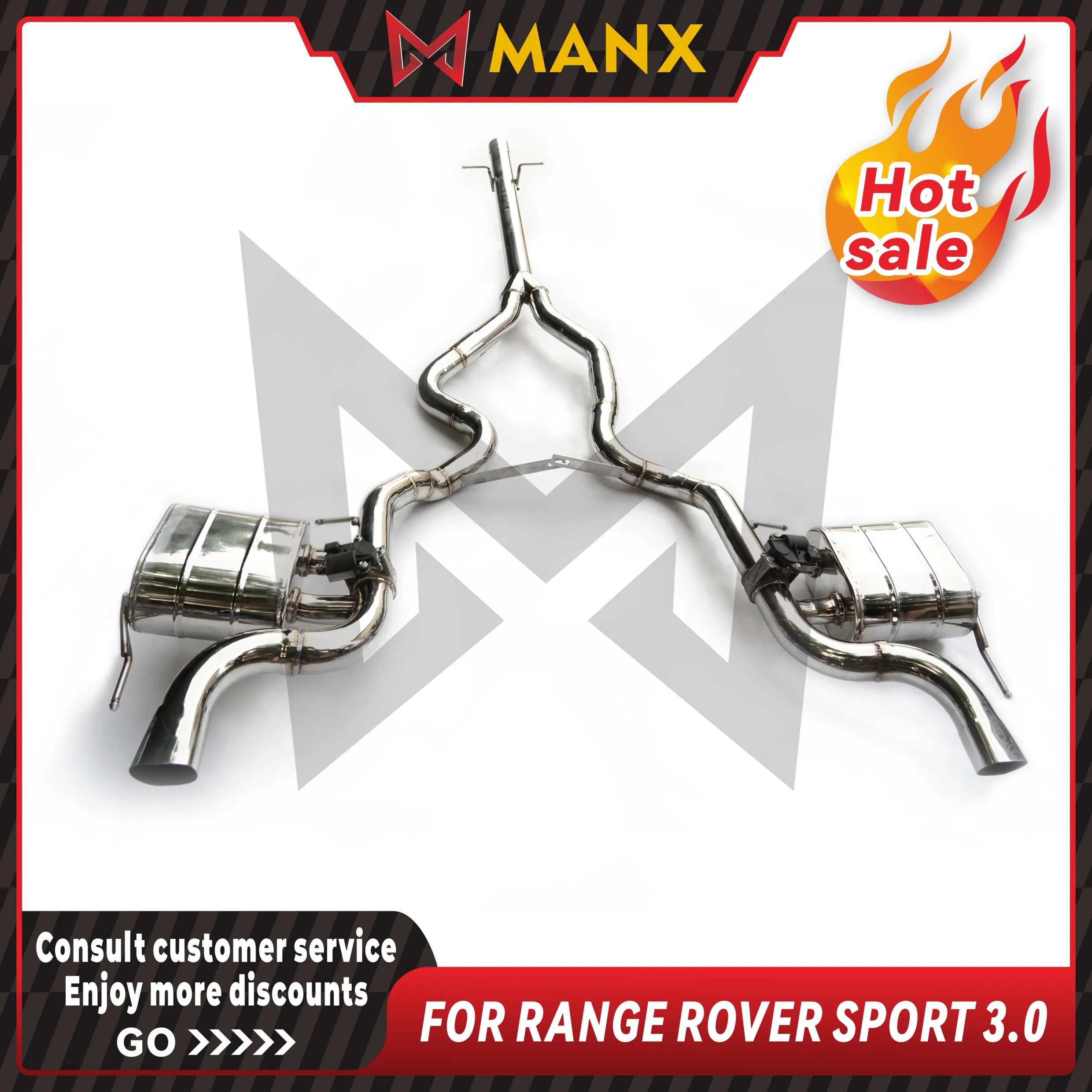 MANX Car Exhaust system for RANGE ROVER SPORT 3.0 Stainless steels Catback Performance exhaust pipe with remote control valve
MANX Car Exhaust system for RANGE ROVER SPORT 3.0 Stainless steels Catback Performance exhaust pipe with remote control valve