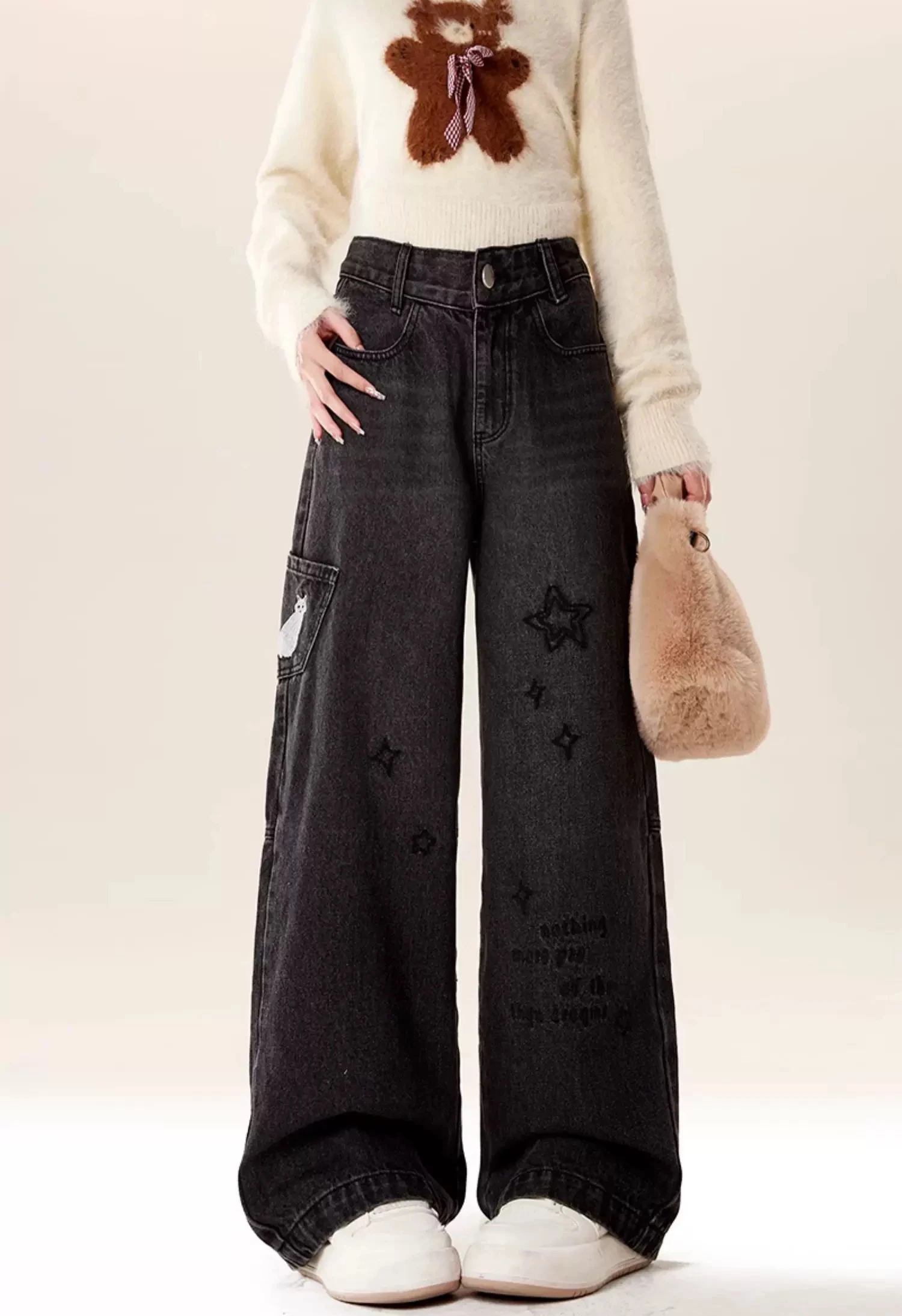Women's Black Gothic Star Jeans Y2K Japanese Harajuku High Street Aesthetic 2000s High Waist Wide Leg Jeans Pants Clothing 2025
Women's Black Gothic Star Jeans Y2K Japanese Harajuku High Street Aesthetic 2000s High Waist Wide Leg Jeans Pants Clothing 2025