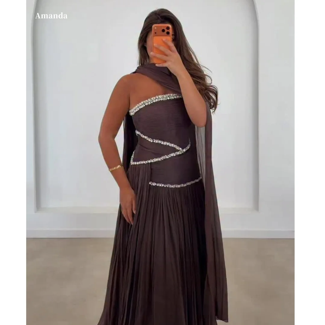 Amanda Customized Brown Strapless Rhinestone Draped Formal Evening Prom Dress vestidos de noche 2026 New Arrival Party Gown
Amanda Customized Brown Strapless Rhinestone Draped Formal Evening Prom Dress vestidos de noche 2026 New Arrival Party Gown
