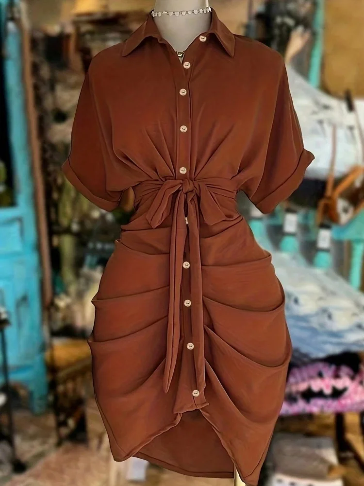 Wmstar Dresses for Women Wholesale Summer Casual Single Breasted Buttoned Short Sleeved Blouse Style Mid Length Dress for Women
Wmstar Dresses for Women Wholesale Summer Casual Single Breasted Buttoned Short Sleeved Blouse Style Mid Length Dress for Women