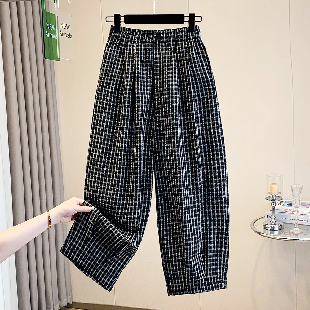 Black Plaid Casual Pants Women Summer Thin Large Size Loose Slimming Harlan Thin Nine Points Natural Waist Wide Leg Pants
Black Plaid Casual Pants Women Summer Thin Large Size Loose Slimming Harlan Thin Nine Points Natural Waist Wide Leg Pants