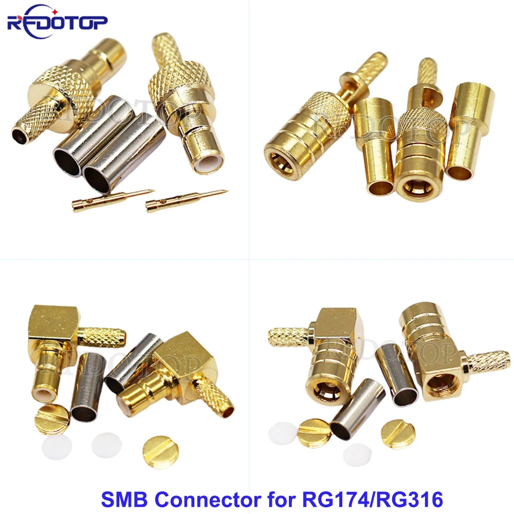 10Pcs/Lot SMB Male/Female Straight or Right Angle Connector Crimp 50 Ohm for RG174/RG316/LMR100 Cable RF Connector Gold Plated
10Pcs/Lot SMB Male/Female Straight or Right Angle Connector Crimp 50 Ohm for RG174/RG316/LMR100 Cable RF Connector Gold Plated