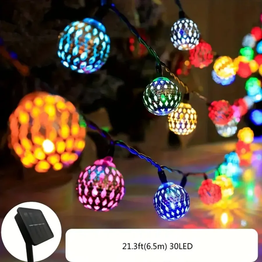 1PC 20/30 LED Moroccan Ball Solar Powered String Lights With 8 Lighting Modes Waterproof Hanging Garland Lantern Lamp For Outdoo
1PC 20/30 LED Moroccan Ball Solar Powered String Lights With 8 Lighting Modes Waterproof Hanging Garland Lantern Lamp For Outdoo