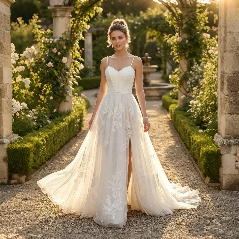 Satin Bodice A Line Wedding Dress Sweetheart Neck Pearl Details Floral Lace Chapel Train Minimalist Romantic Bridal Gown
Satin Bodice A Line Wedding Dress Sweetheart Neck Pearl Details Floral Lace Chapel Train Minimalist Romantic Bridal Gown