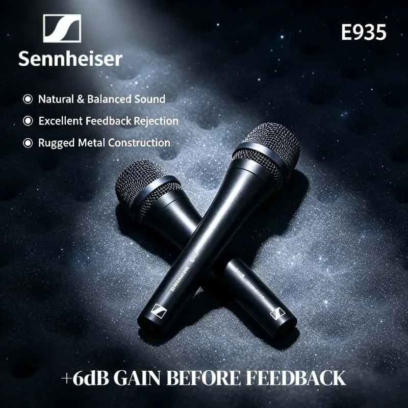 Sennheiser E935 Handheld Wired Professional Dynamic Cardioid Vocal Mic for Karaoke Stage Live Singing Studio 2PCS Bundle
Sennheiser E935 Handheld Wired Professional Dynamic Cardioid Vocal Mic for Karaoke Stage Live Singing Studio 2PCS Bundle