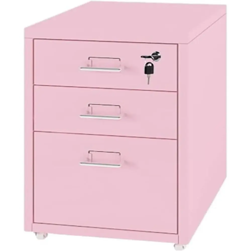 Mobile Cabinet with 3 Drawers, Lockable Casters, Under Desk Storage, Pink
Mobile Cabinet with 3 Drawers, Lockable Casters, Under Desk Storage, Pink