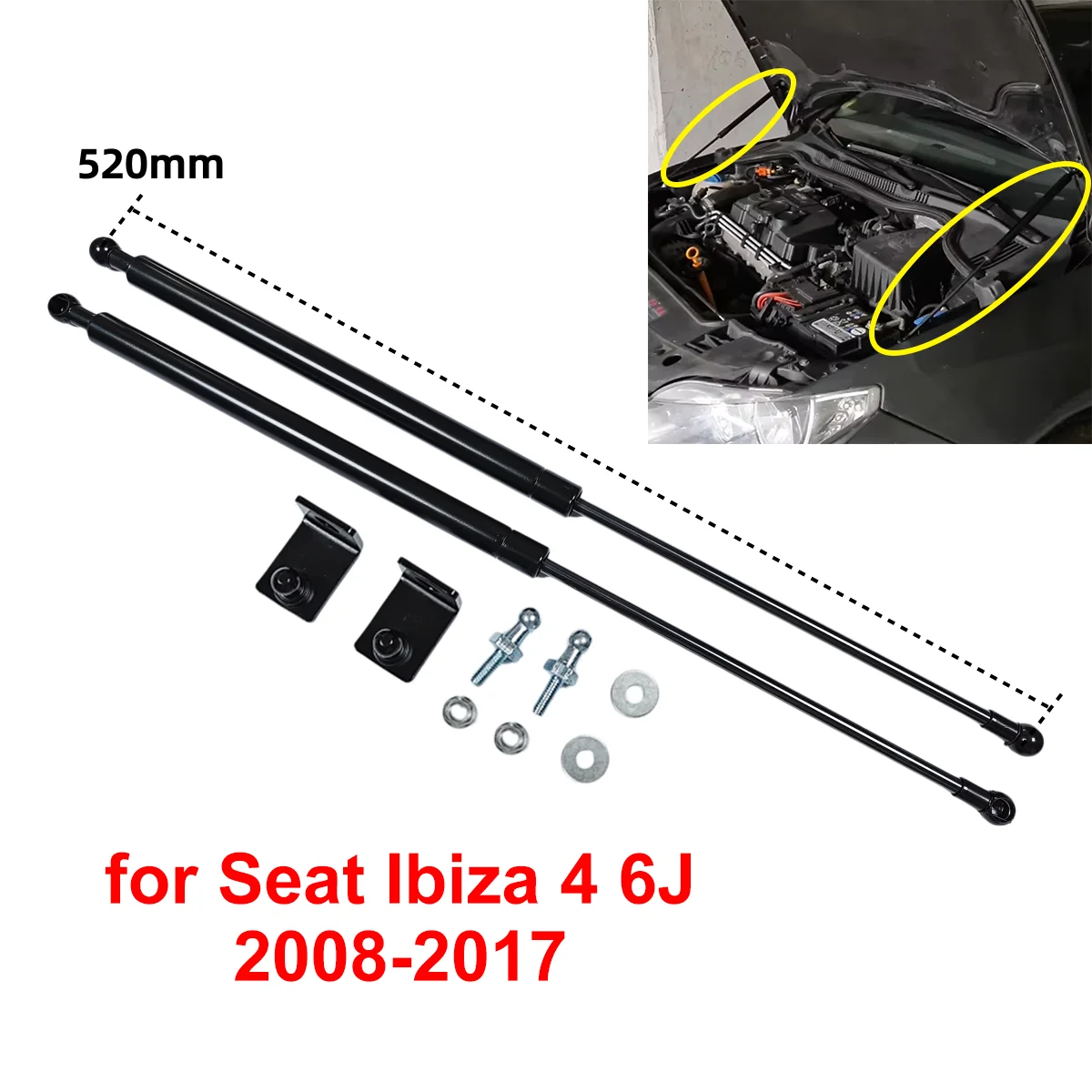 2Pcs for Seat Ibiza 4 6J 2008-2017 Car Front Engine Bonnet Hood Gas Struts Lift Support Rods
2Pcs for Seat Ibiza 4 6J 2008-2017 Car Front Engine Bonnet Hood Gas Struts Lift Support Rods