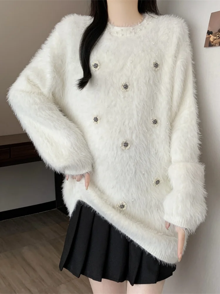 SMTHMA Women's Round Neck Handmade Flower Pullover Bead Knitted Sweater Korean version slimming Soft Mohair Top
SMTHMA Women's Round Neck Handmade Flower Pullover Bead Knitted Sweater Korean version slimming Soft Mohair Top