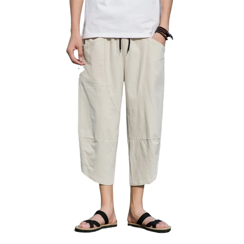 Summer Chinese Style Thin Linen Cropped Pants for Men's Oversized Loose Harlan Pants, Trendy Cotton and Linen Casual Shorts
Summer Chinese Style Thin Linen Cropped Pants for Men's Oversized Loose Harlan Pants, Trendy Cotton and Linen Casual Shorts