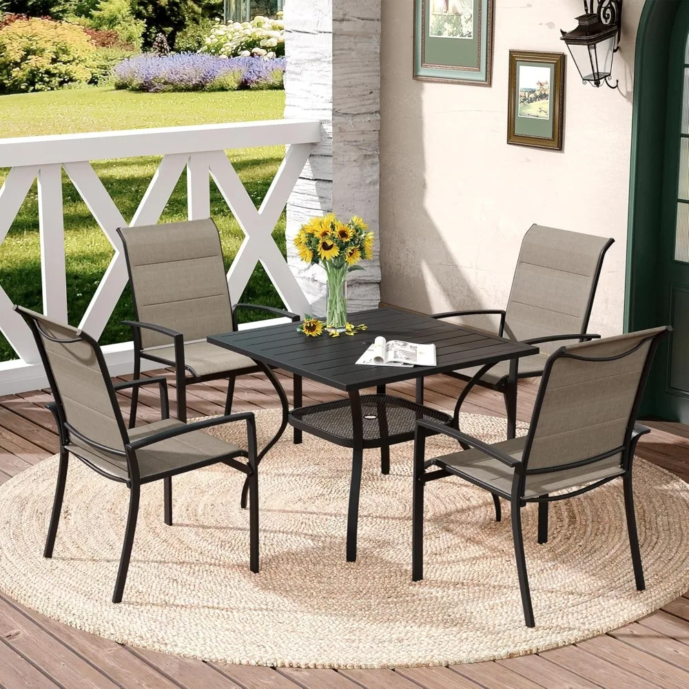 4 Piece Patio Dining Chairs, Outdoor Stackable Padded Textilene Dining Chairs with High Back & Metal Frame for Lawn Garden
4 Piece Patio Dining Chairs, Outdoor Stackable Padded Textilene Dining Chairs with High Back & Metal Frame for Lawn Garden
